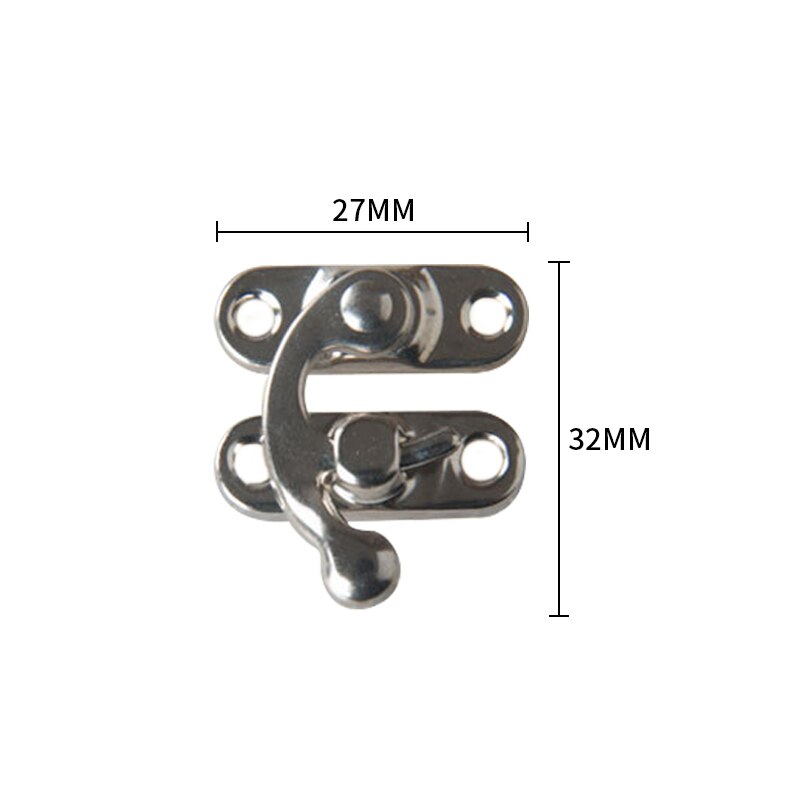 10 Uds. De cerrojo decorativo de Metal antiguo pequeño, gancho de , candado para joyero de madera con tornillos para herrajes de muebles: Left hook Silver