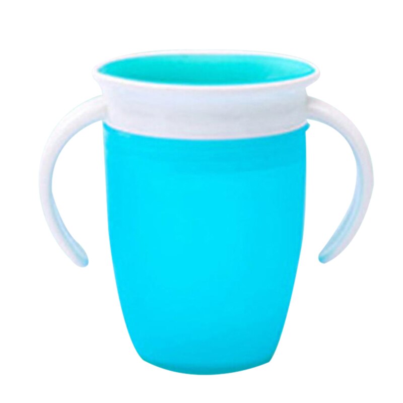 240ml babybekers, magische beker voor baby's, drinkbeker, waterbekers, dubbele handgreep, lekvrije melkfles met klapdeksel, 360 graden: Blauwe babybekers