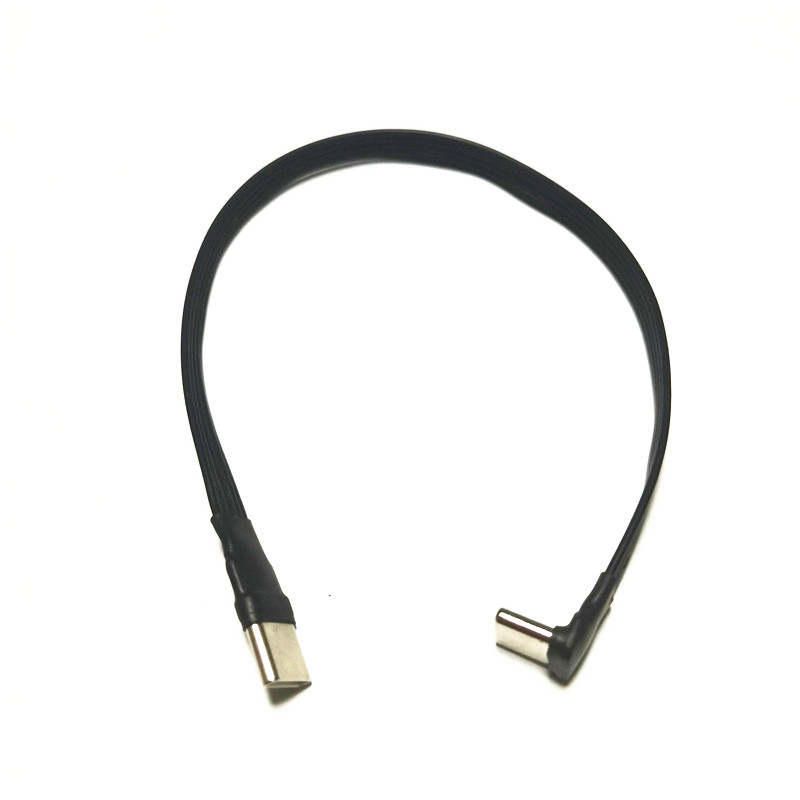 USB-C tipo C macho arriba abajo en ángulo de 90 grados a USB C tipo c Cable de datos hembra Cable plano USB tipo c 0,2 m/0,5 m/1m/1,5 m