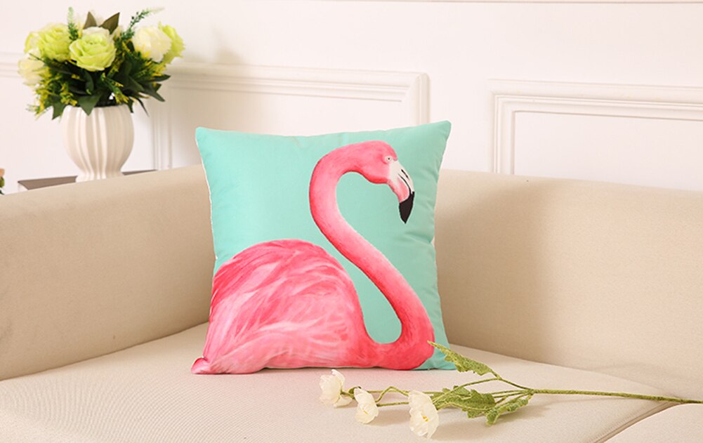 Nordic Flamingo Tropische Blad Kussenhoes Bloem Polyester Sierkussen Woondecoratie Sofa Decoratieve Kussensloop: 1