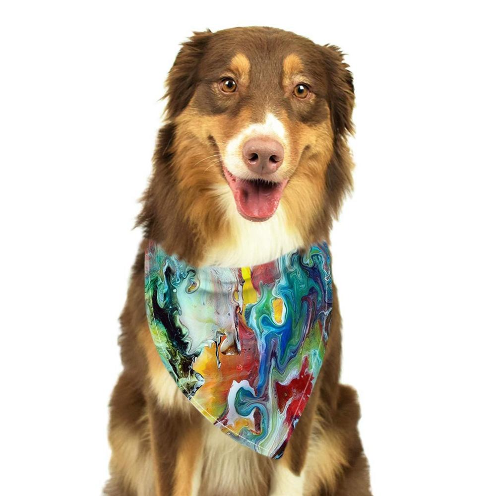 Akvarell maling kjæledyr skjerf for hund vaskbart sløyfebånd bandana halsbånd katt hund skjerf tilbehør: E / 48 x 48 x 68cm