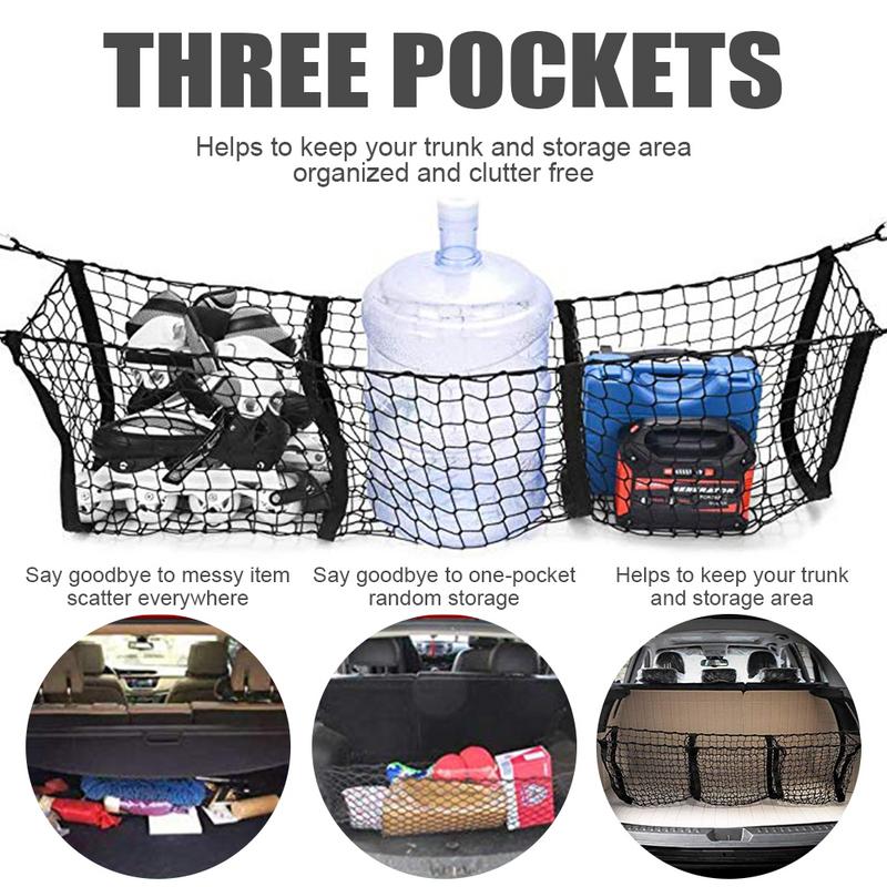 Bil bagagerum bagageret taske tre gitter bagage holdbar udvidelig tredimensionel mesh lomme arrangør til pickup suv lastbiler rvs