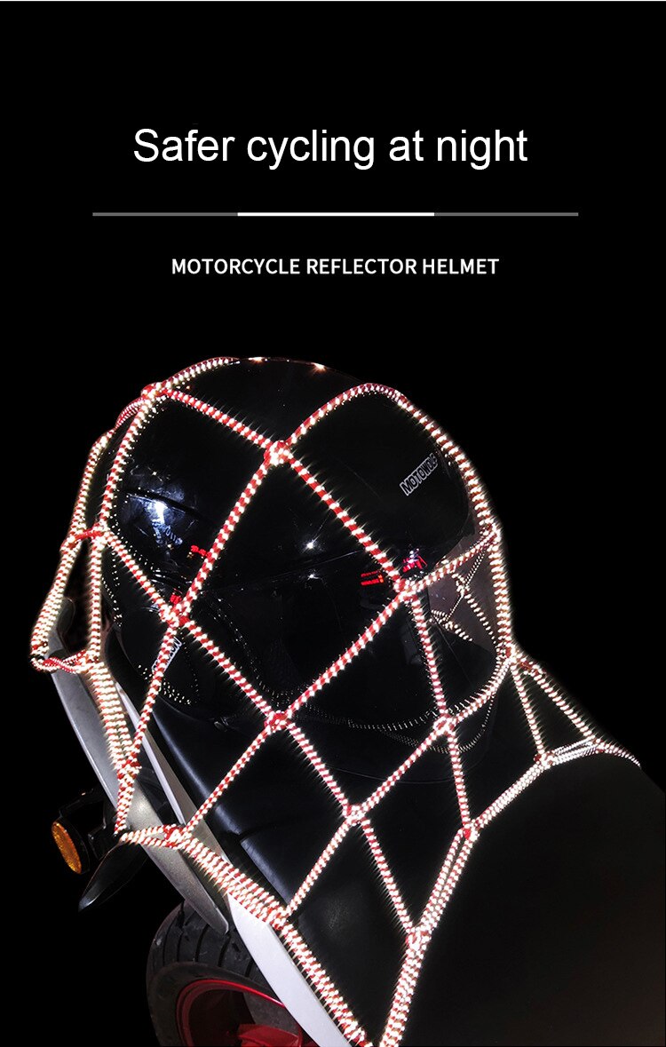 Reflektierende Motorrad Helm Gittergewebe Universal- Lagerung Gepäck Halten Unten Speicher Fracht Veranstalter Netz sechs Haken Moto Zubehör