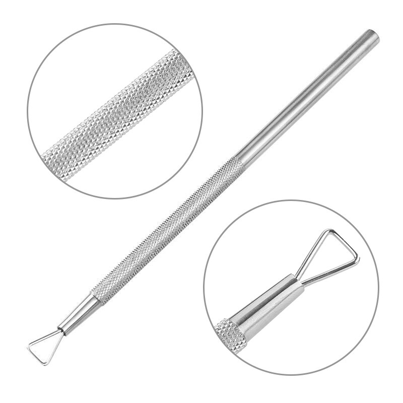 Nail Cuticle Dead Skin Pusher Silver Durable DIY Trimmer Manicure Pedicure Spoon UV Gel Polish Remover Triangle Rod Stick Pusher