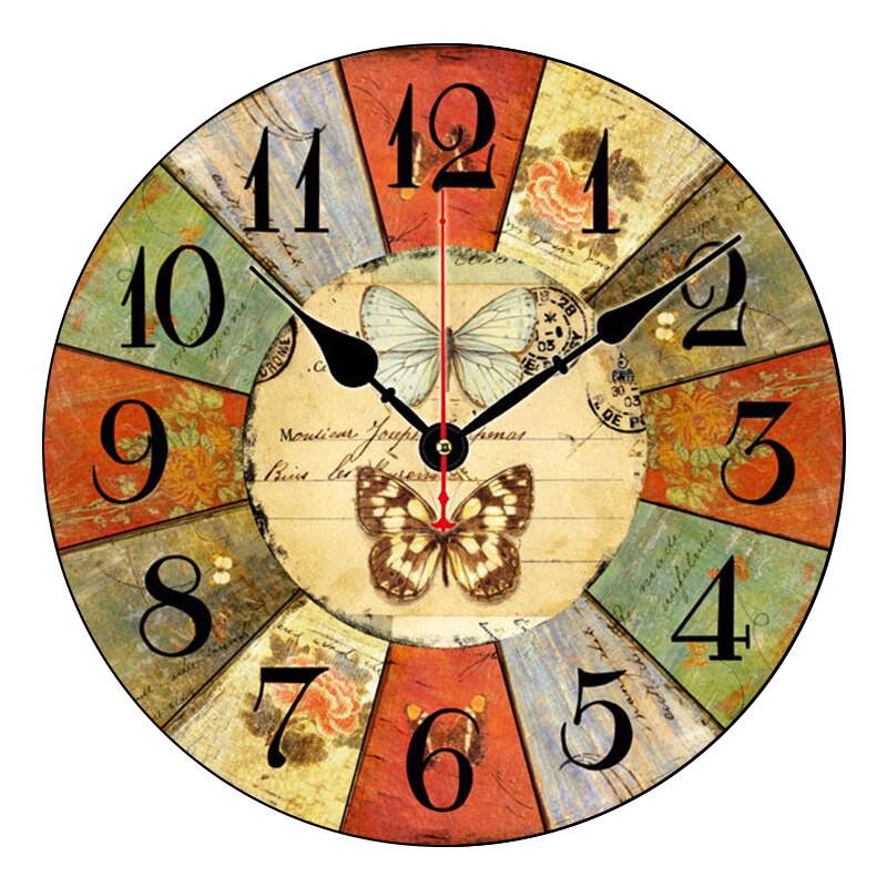 Nuevos Relojes Retro de madera para colgar en la pared, de moderno, Vintage, rústico, Retro, para decoración del hogar, oficina, cafetería: 04