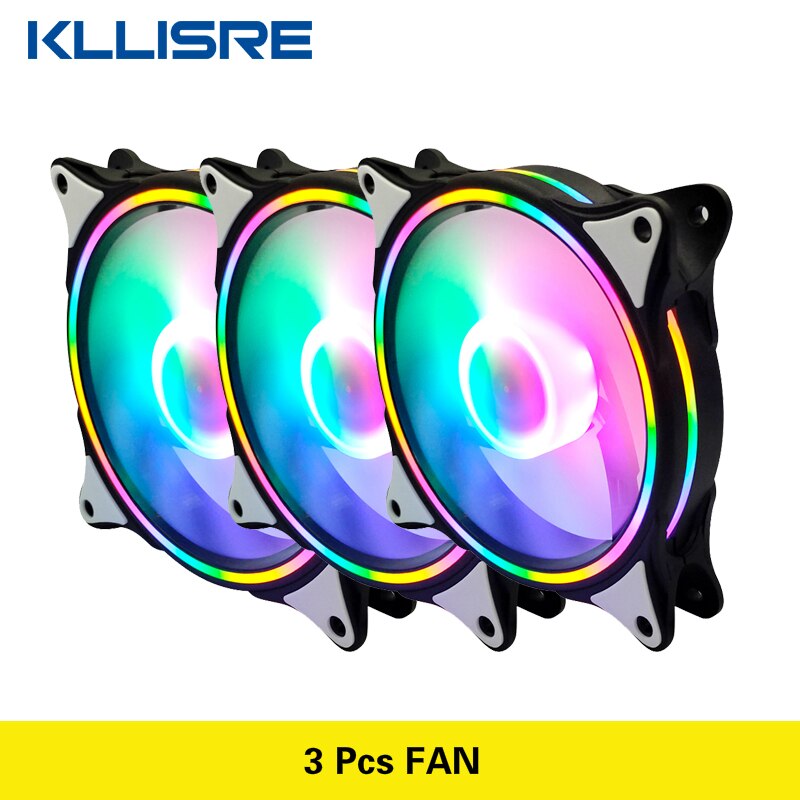 Kllisre Led Case Fan 120Mm Fans Stille Glijlager 4pin Desktop Pc Fan Computer Cooling Cooler Cpu Koelers Radiatoren: 3 Pcs FAN