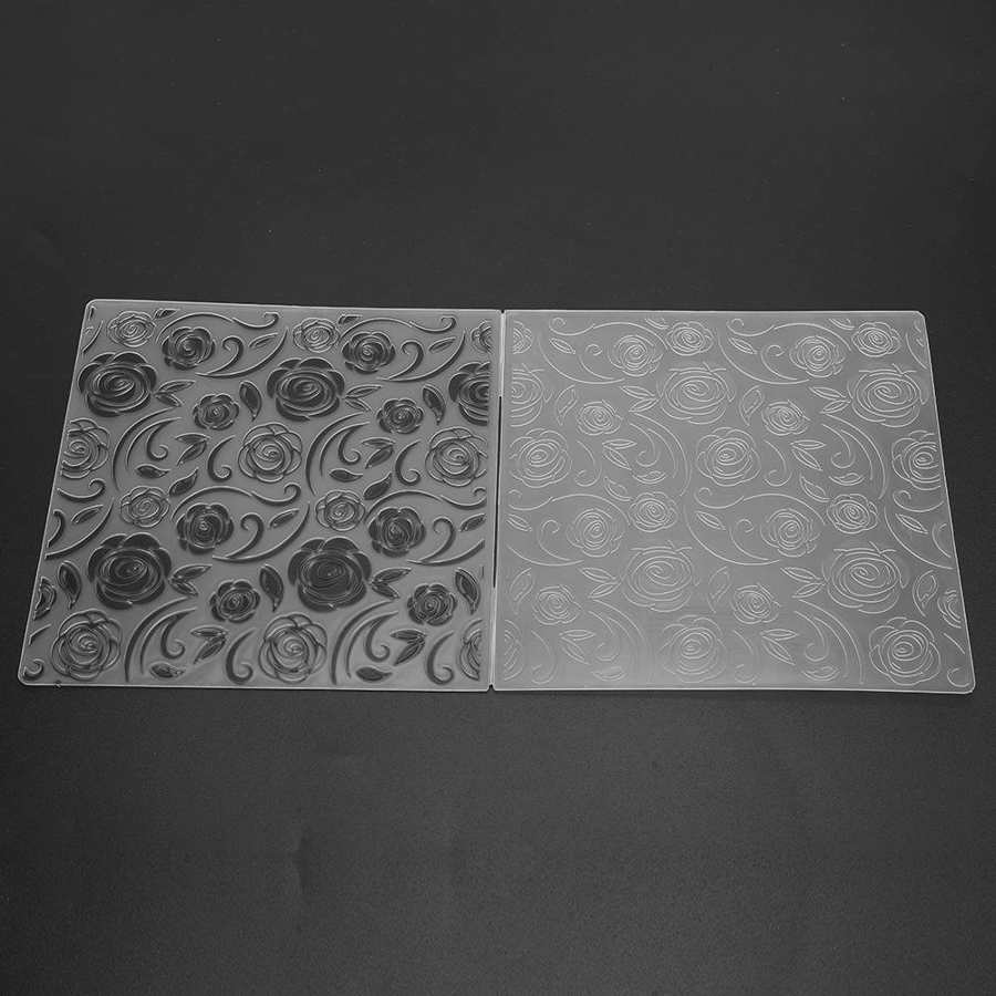 embossing 2Pcs EM200 Embossing Folder Rose Pattern DIY Plastic Embossed Template Paper Crafts embossing