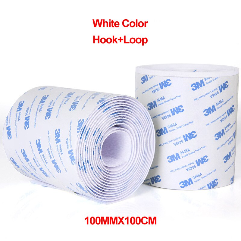 100CM/Pairs 16/20/25/30/38/50/100MM Magic Velcro Tape with Glue for DIY: 100MM White 1Pair