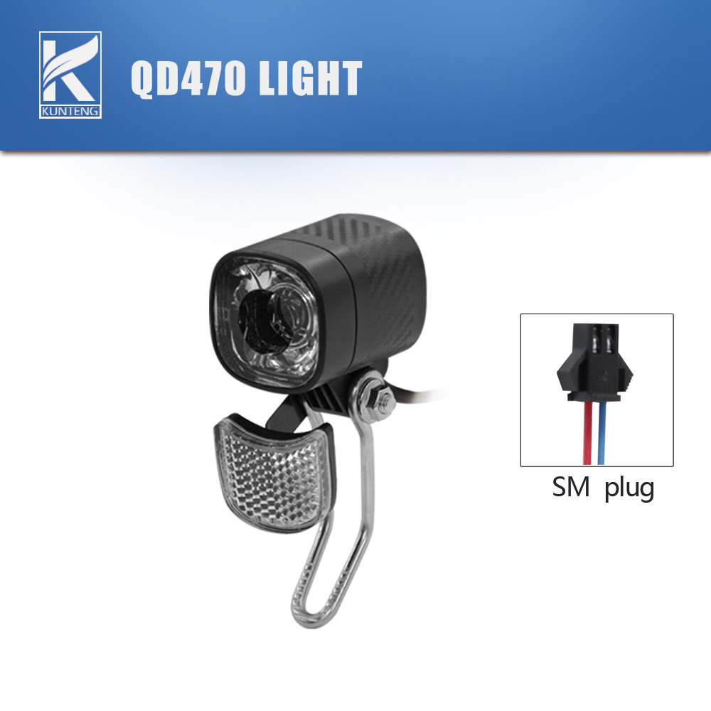 Feu avant de vélo électrique QD260 QD470 QD500 6-60V 2 broches SM/WP, phare LED pour accessoires de vélo électrique: vert clair