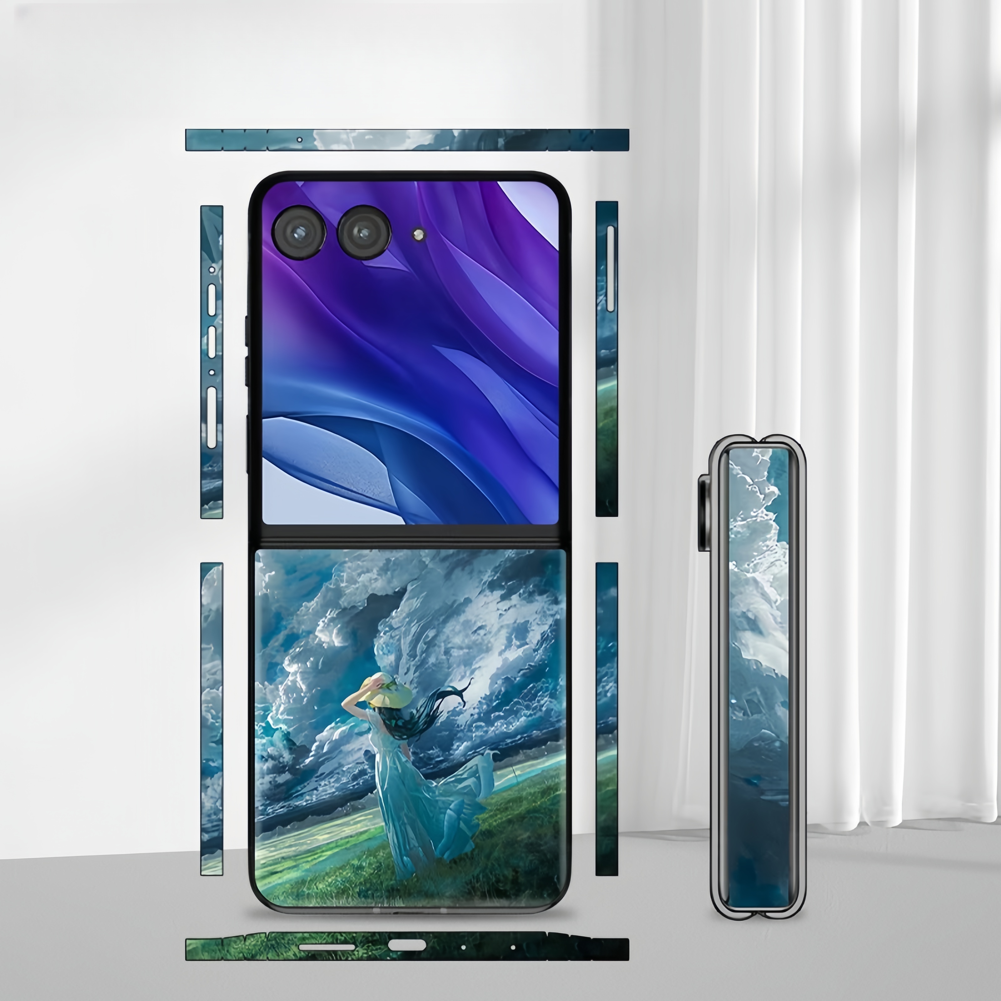 Colorful Anti-Scratch Phone Skin For Motorola Razr 40 50 Ultra Back + Hinge Decal Matte Film For Moto Razr 40 50 Decal Sticker
