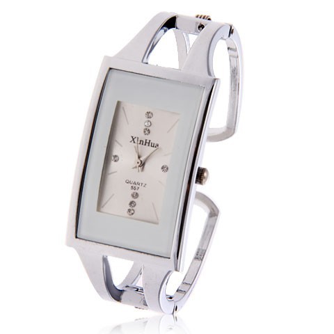 XINHUA Women Watches Bracelet Watch Quartz Wristwatch Crystal Silver Casual Stainless Steel Bangle Clock Relojes Mujer