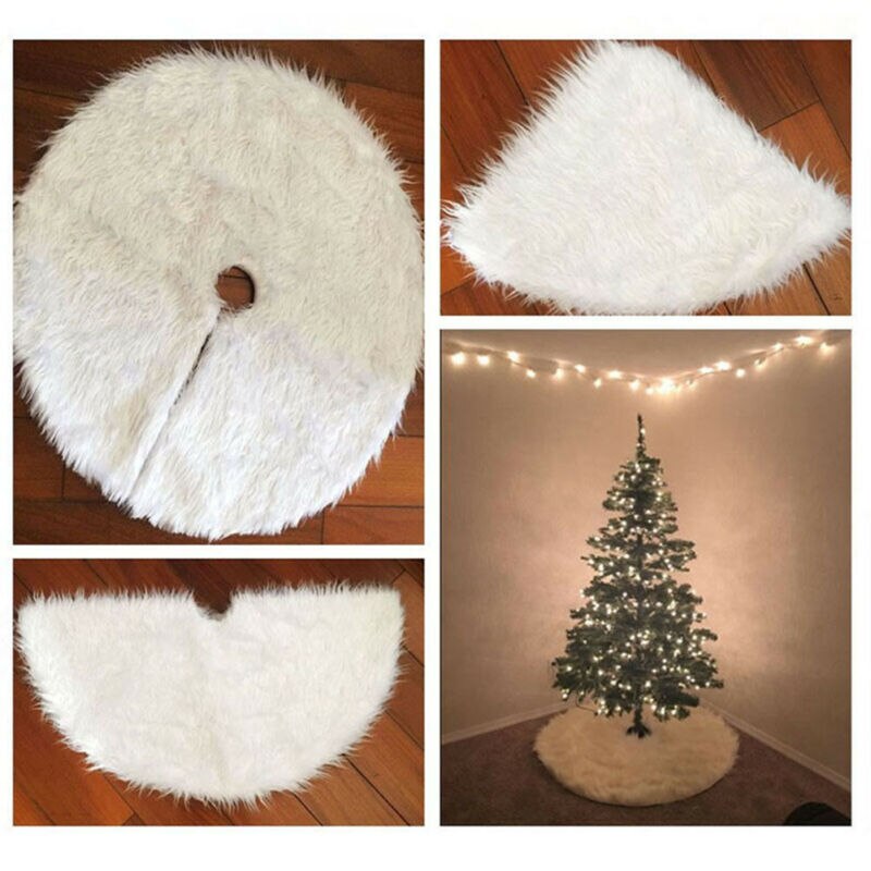 78cm juletræsneder gulvmåtteovertræk blødt plys tæppe xmas party decors lang plys sne flage juletræ nederdel gulvmåtte
