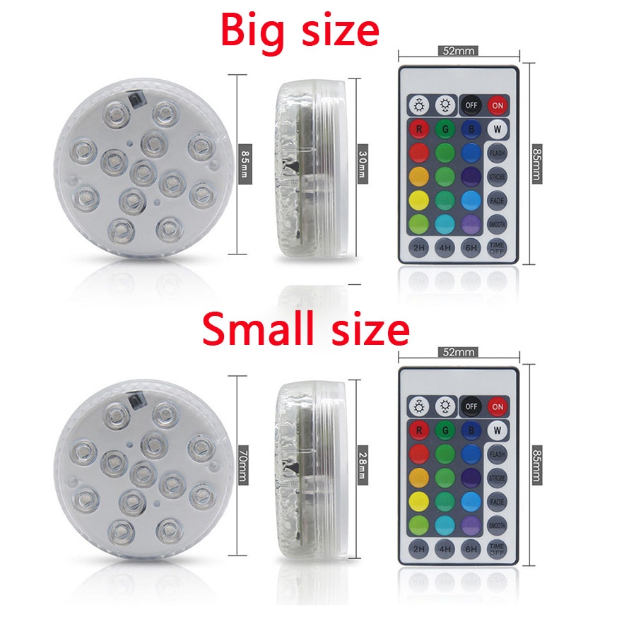 Submersible Led Lights Waterproof Remote Controlled Underwater Night Lamp with Timer for Aquarium Pond Pool Fountain Vase Party