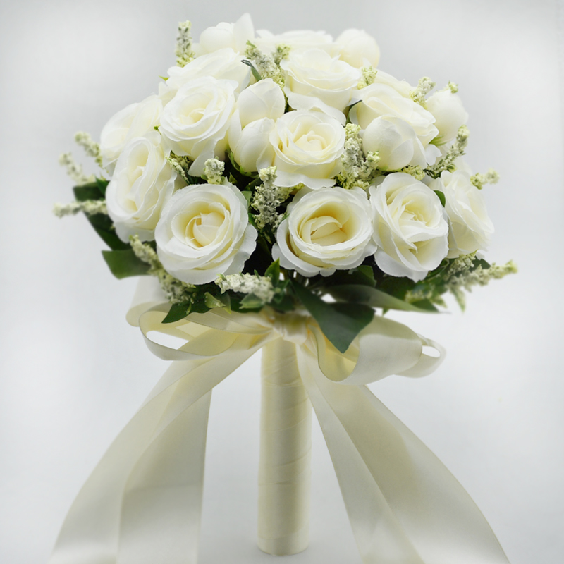 Brautstrauß, blumen für brautjungfern, hochzeitsaccessoires, weiße künstliche rosen, brautsträuße, hochzeitsdekoration, hochzeit