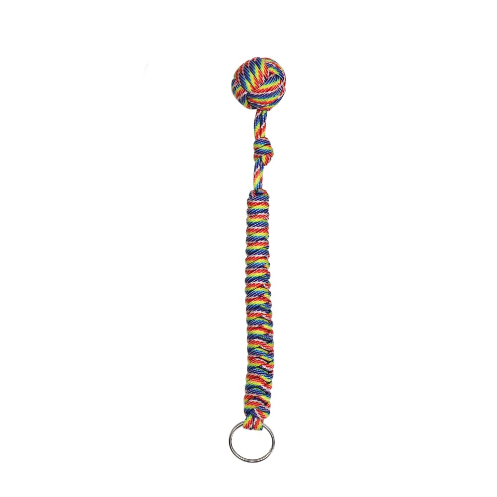 YOUGLE-cordón de paracaídas de 20cm, cuerda de Puño de mono, llavero de nudo, llavero con bola de Metal: Rainbow