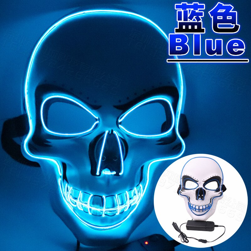 Halloween glühend Schädel Maske Spielzeug freundlicher Kalt Licht Party Streich Erwachsene Necken Trick römisch Lustige Spielzeug 24.5*16,5 Cm: Blau