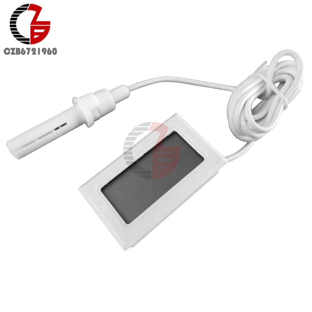 Accurate Indoor Room LCD Digital Thermometer Hygrometer Thermo-Hygrometer Temperature Humidity Meter Moisture Measurment Monitor: White with Cable