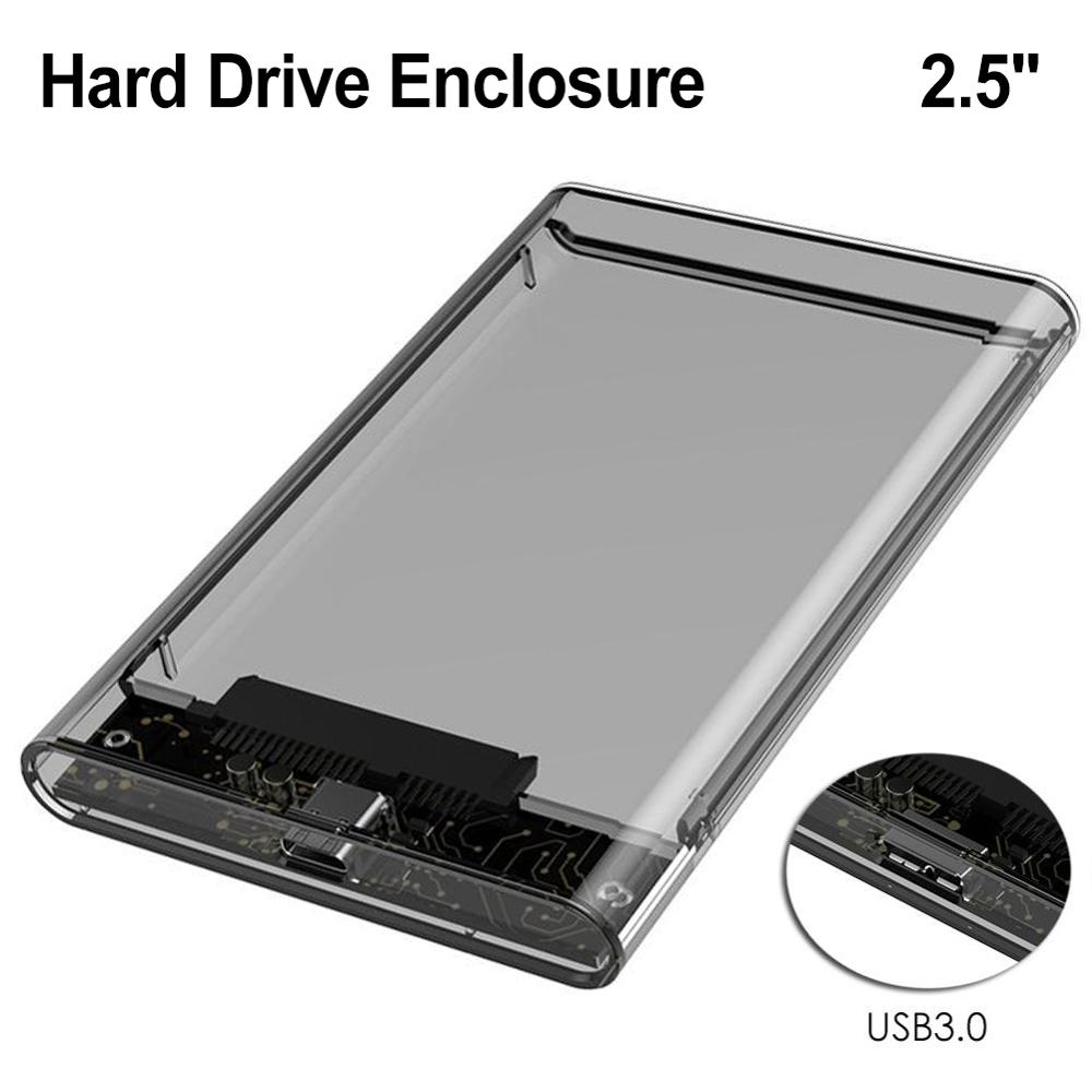 Tipo c 2.5 transparent hdd transparente hdd caso usb 3.0 gen2 10gbps disco rígido gabinete suporte uasp protocolo com tipo-c para c cabo ssd caixa