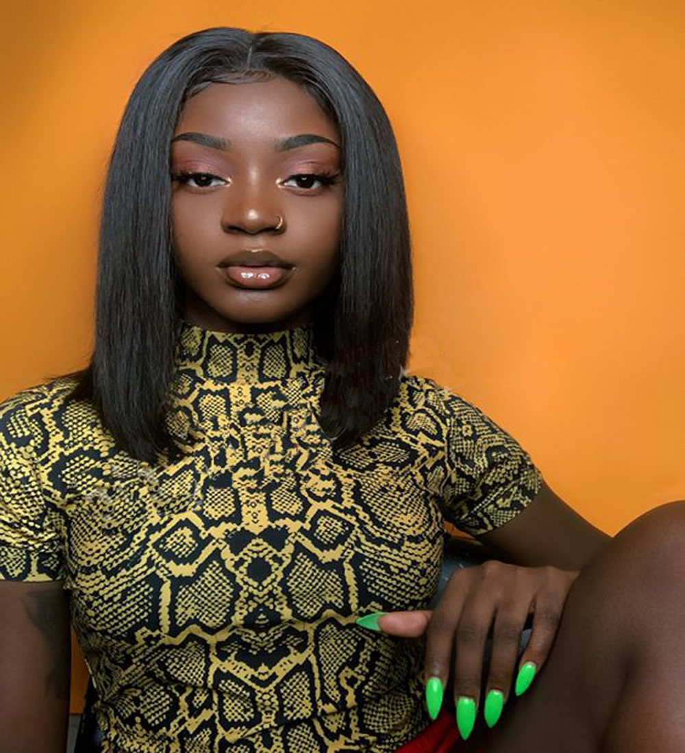 Natural Looking Short Bob Wig Synthetic 4*4Lace Front Silk Base Wig For Women With Babyhair Free Part Glueless Heat Fiber Wig