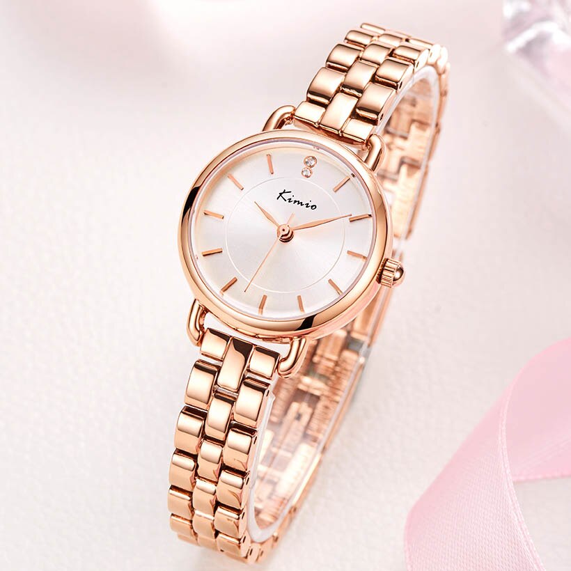 Kimio, reloj de pulsera de cuarzo Simple para mujer, reloj de pulsera de acero inoxidable, reloj de resistente al agua, relojes de vestir para mujer, reloj femenino