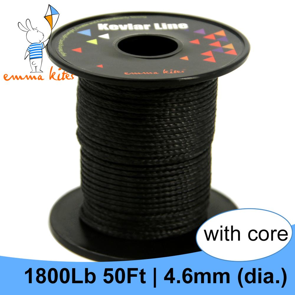 1800lb 50ft drage line sort kevlar line med kerne 4.6mm single line drage flyvesnor udendørs fiske hjælpesnor
