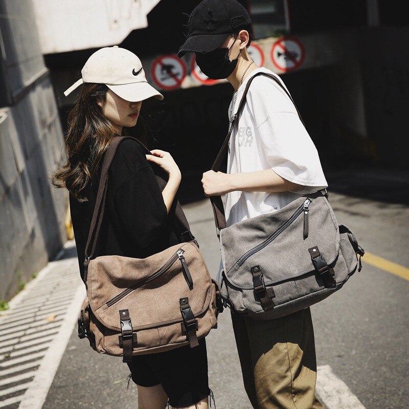 Canvas Tas Mannen Grote Capaciteit Messenger Bag Mannen Mode Een Schouder Differentieel Zak