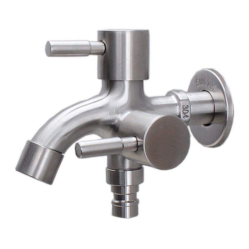 Stainless Steel Washing Machine Faucet 1in 2 out Multifunctional Water Tap Double Bibcock Outdoor Garden Washing Machine Mop Tap: A2