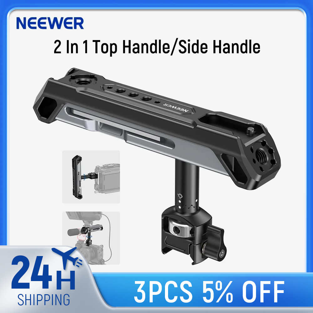 NEEWER 2 In 1 Top Handle/Side Handle Camera Cage Video Rig Handle with 360° Rotatable NATO Rail Clamp, 1/4" Threads