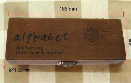 42PCS/set Handwriting Alphabet letter Wooden Stamp Set Retro Vintage Craft Rubber Stamp Set Wooden Box: handwriting  lower