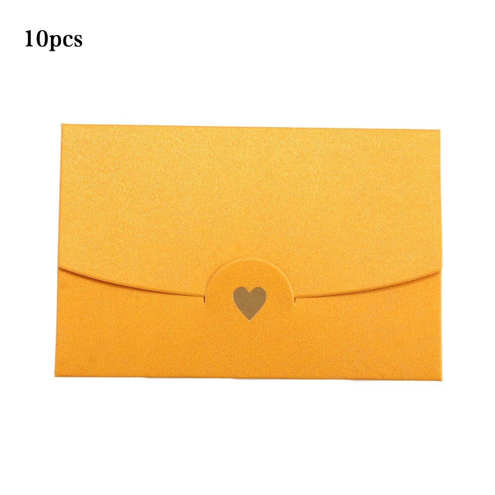 (10 pièces/lot) 10.5*7CM petite carte de voeux nom carte enveloppe estampage à amour nacré papier Mini enveloppes: Yellow