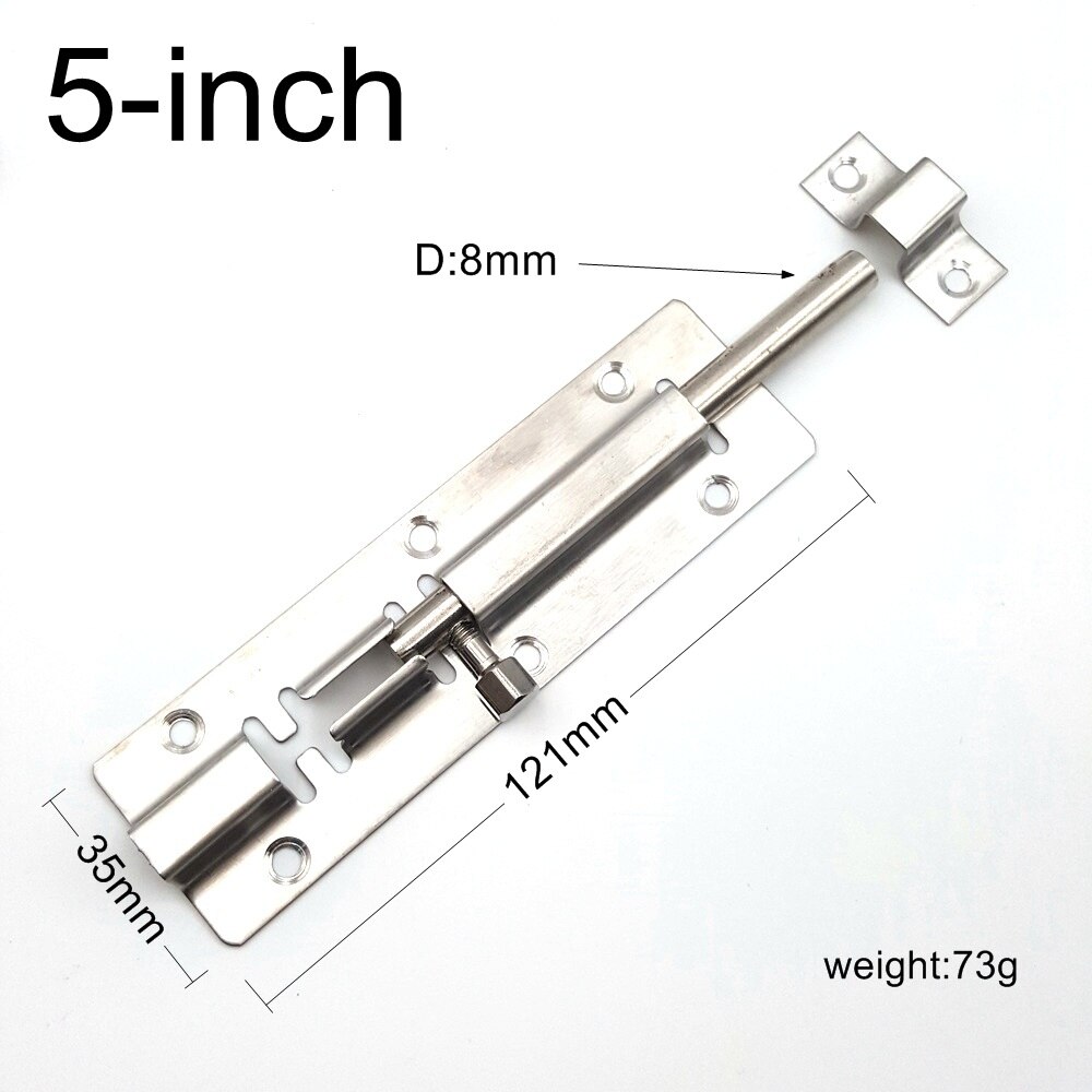 1 Uds 3/4/5/6/8 pulgadas acero inoxidable cepillado pestillo de puerta de 35mm de ancho pestillo de cerradura deslizante pestillo cerrojo grapa cerradura de seguridad: 5-inch