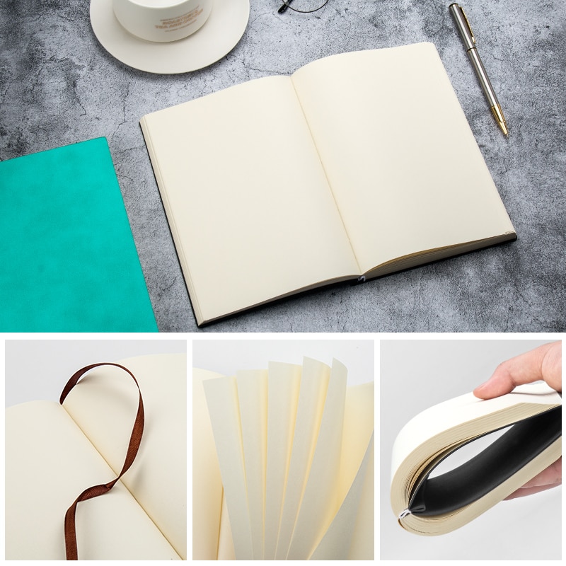 RuiZe faux leather diary notebook thick paper white blank pages sketchbook A5 office notepad vintage note book agenda soft cover