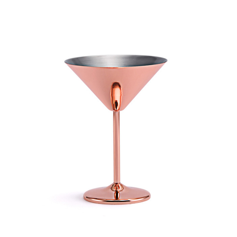 304 Stainless Steel 240ml 8OZ Martini Cocktail Cups High Heel Metal Wine Glass for Bar KTV Champagne: Rose 1