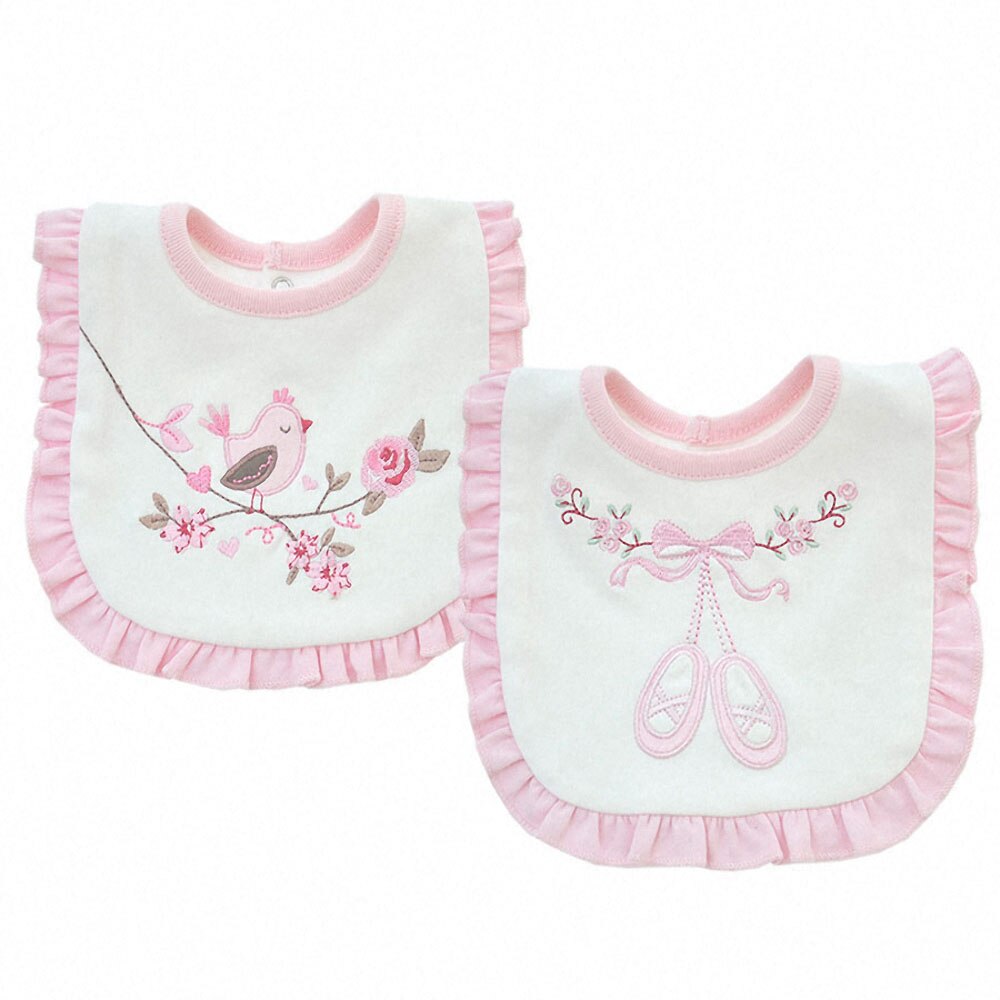 Schattige Baby Slabbetjes Katoen Roze Geborduurde Speeksel Handdoek Zacht Zuigeling Pasgeboren Burp Doeken Herbruikbare Dubbele Laag Baby Bandana Kleding