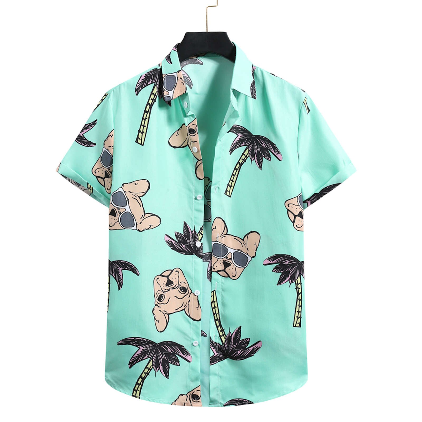 Men's Cardigan Short Sleeve Hawaiian Beach Flower Shirt Men's Turtleneck Shirt Summer Casual Floral Beach Shirts For Men