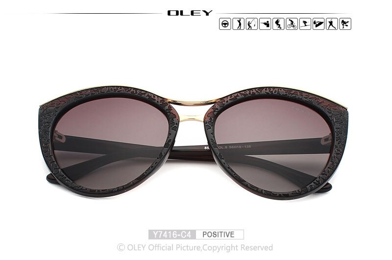 OLEY Cat Eye Zonnebril Vrouwen Gepolariseerde Zonnebril voor vrouw Rijden bril gafas zonnebril dames: Y7416 C4 BOX