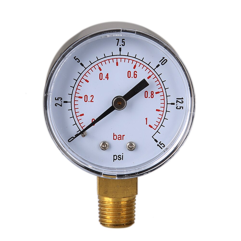0/15 PSI 0/1 Bar Pressure Gauge Fuel Air Compressor Meter Hydraulic Pressure Tester Manometer Double Scale Pressur TH4