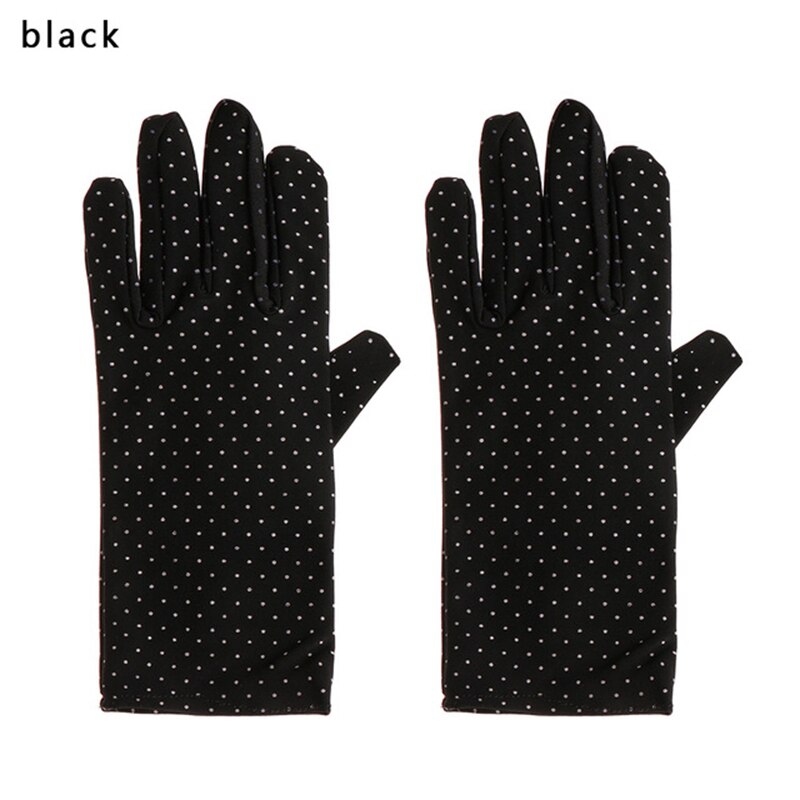 Mitones de guante a la muñeca dibujo de lunares protección señora guantes verano conducir protector solar guante tejido de punto Vintage