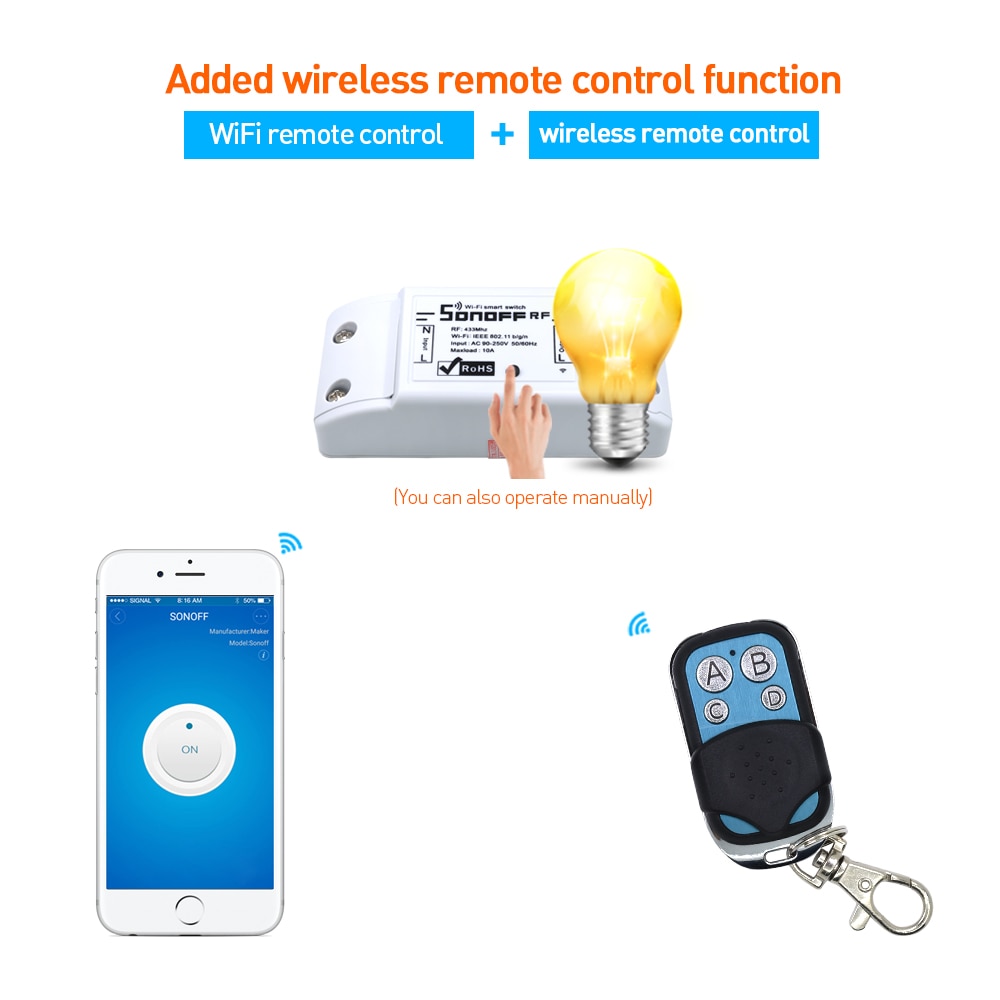 Itead Sonoff Rf 433 Wifi Smart Switch 433Mhz Afstandsbediening Wreless Ondersteuning Alexa Google Smart Home 10A/2200W Rf Ontvanger 433Mhz