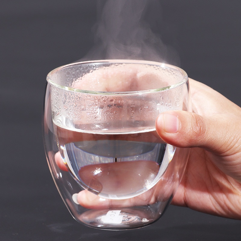 Dobbeltlags glassglass varmebestandig isolert skuddglass til kaffe te vann drikkende dobbeltvegget glass gjennomsiktig kopp