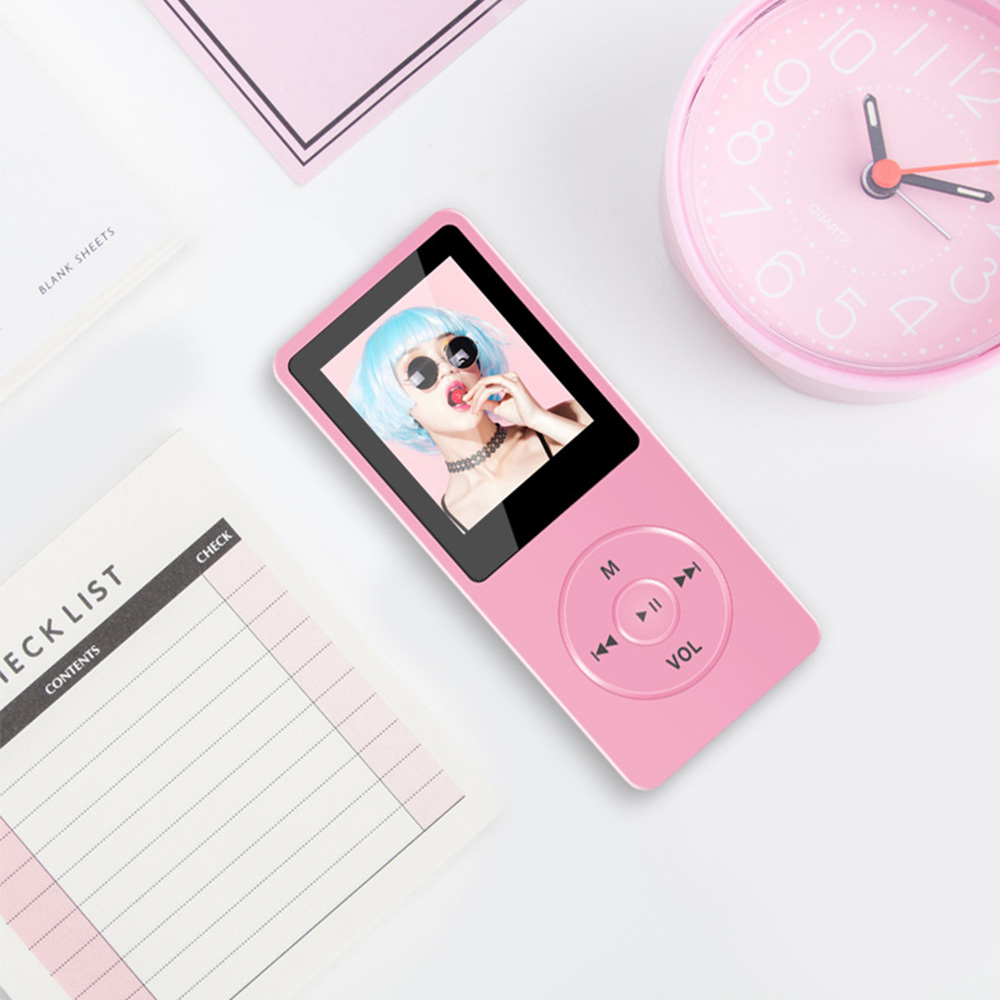 Tragbarer MP3-Player mit LCD-Bildschirm FM-Radio Video HiFi MP4-Player Filme E-Books Musik-Player eingebautes Mikrofon Drops hipping: Rosa