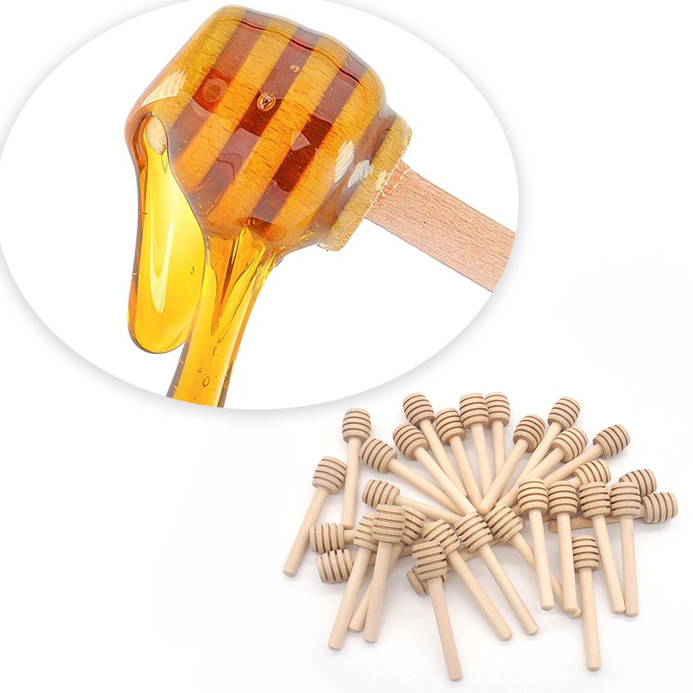 Mini træ honning ske honning træ rørebar til honning krukke leverer miljøvenligt langt håndtag blandestok dessert værktøj