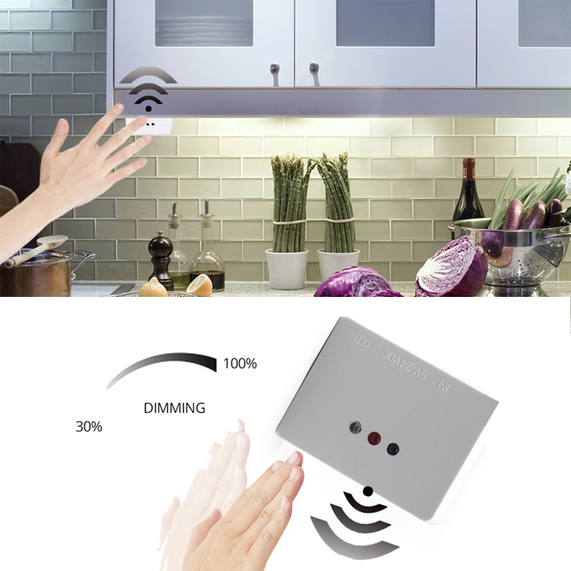 Hand Sweep PIR Motion Sensor Switch Detector Smart Switch Dimmers DC 5V 12V 24V For 5050 3528 LED Strip Closet Cabinet Light