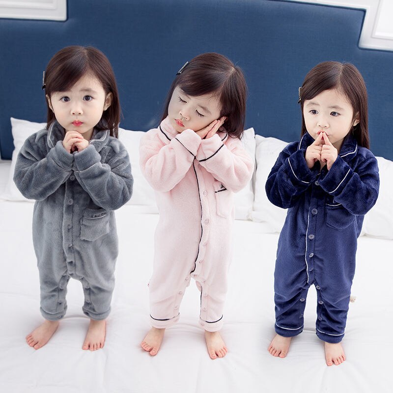 Winter freundlicher Flanell Weichen Schlafanzug Für Mädchen Jungen Kleinkind Feste Gesamt Pyjama freundlicher-Nachtwäsche Homeservice Onesie Kleidung