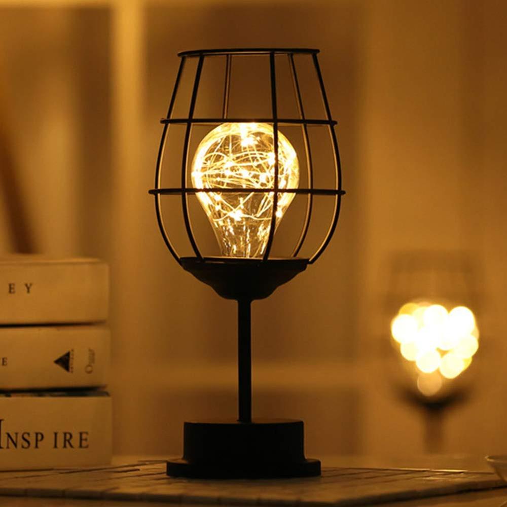 Table Lamp Copper Wire Blub Light Modern Copper Metal Style Glass Bottle Cage Shape Battery Operated for Home Office Caffe Dec: type 1