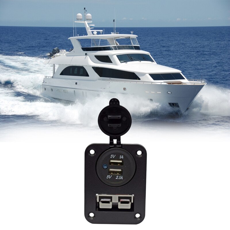 Flush Mount Anderson Plug Socket Double USB Charger Panel for Caravan Camper Boat Truck RV