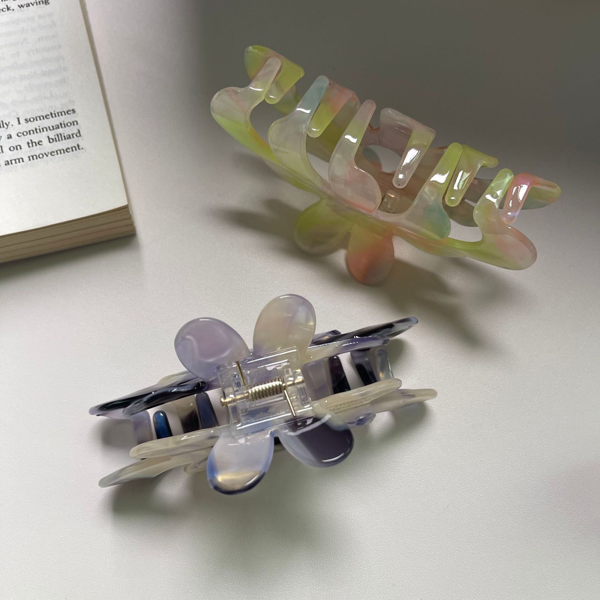 Coreano nuovo design creativo 10.5cm grande fiore marmorizzazione puro colorato fermaglio per capelli artiglio moda acido acetico squalo clip Accessori per capelli