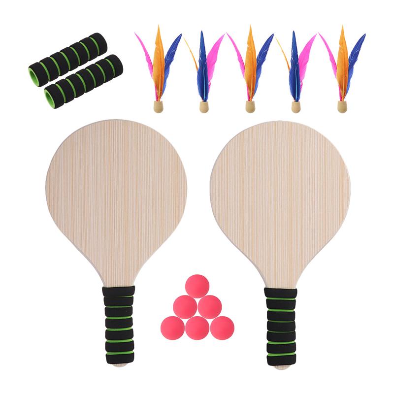 Paddle jogo de bola de praia tênis pingpong cricket raquete de badminton pás definir indoor jogo de raquete ao ar livre (cor alça aleatória)