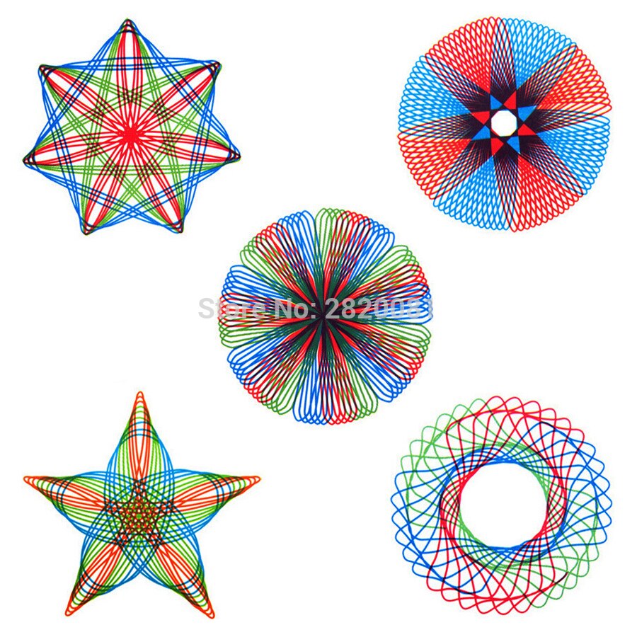 5 st mönster förreglande kugghjul och hjul med färgglada pennuppsättning spirograf deluxe set ritning linjaler spiral ritning leksak för barn