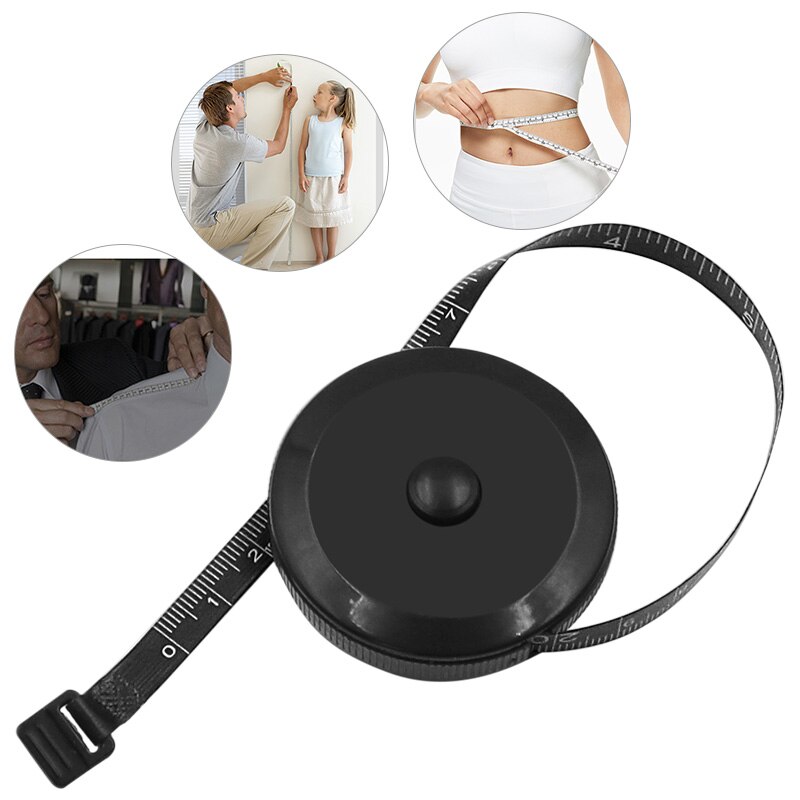 Ruban à mesurer Double face noir, 1.5m, 60 pouces, outils rétractables automatiques, Mini ruban à mesurer de couture Flexible ABS
